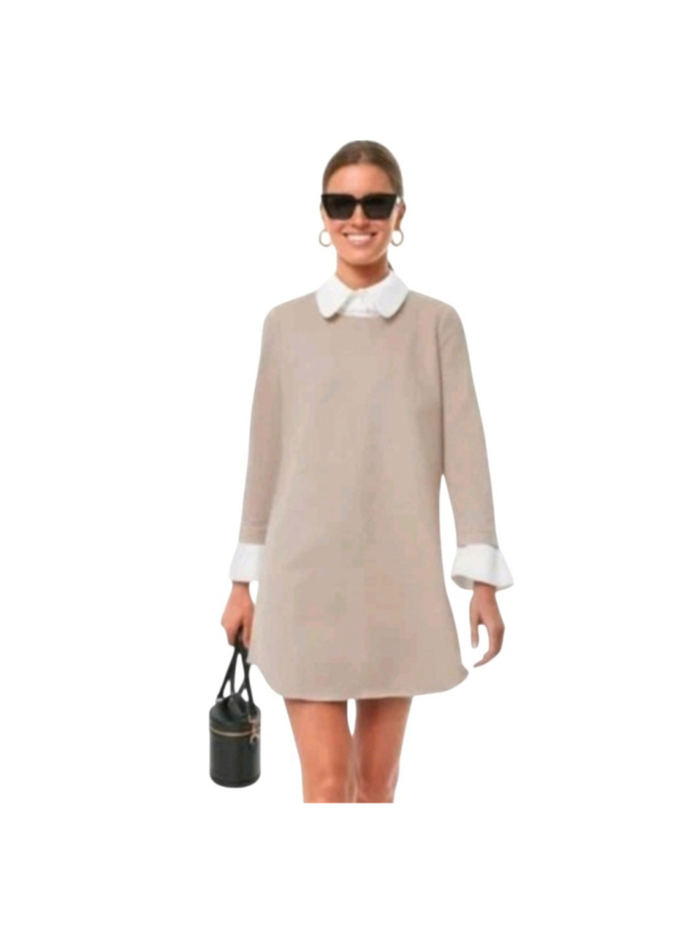 Tuckernuck Sandwhisp Dakota Women Mini Shift Flared Dress Peter Pan Collar Large